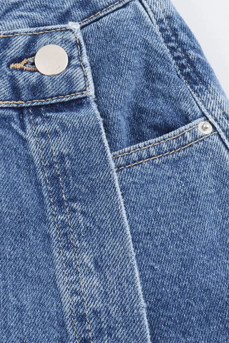 US3371 Denim Shirt and Skirt Set