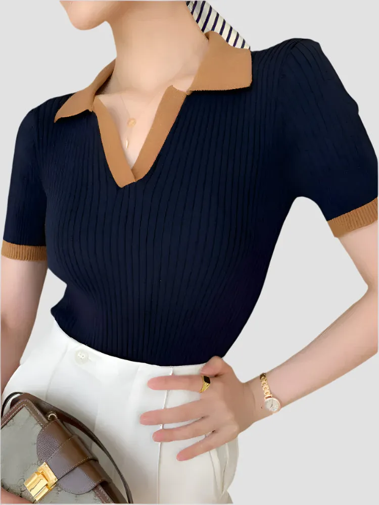 V-Neck Knitted T-Shirt