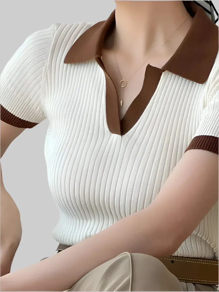 V-Neck Knitted T-Shirt