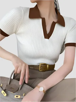 V-Neck Knitted T-Shirt