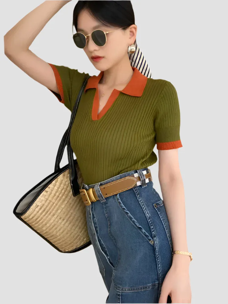 V-Neck Knitted T-Shirt
