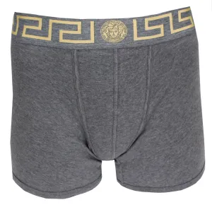 Versace Underwear Long Trunk W/Greca Border |Gray and Gold