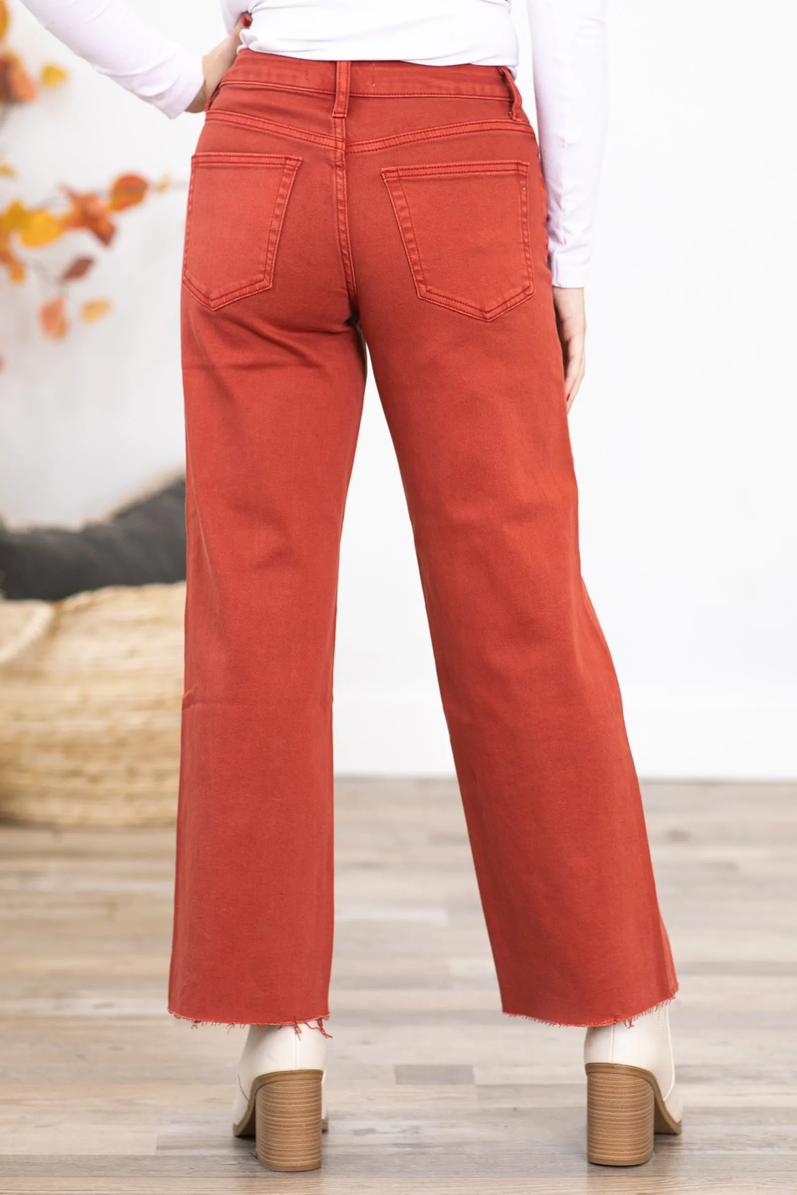 Vervet Rust Wide Leg Cropped Jeans