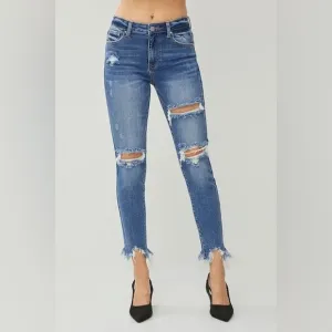 Vici Dolls Vervet Steadfast Mid-Rise Frayed Hem Jeans