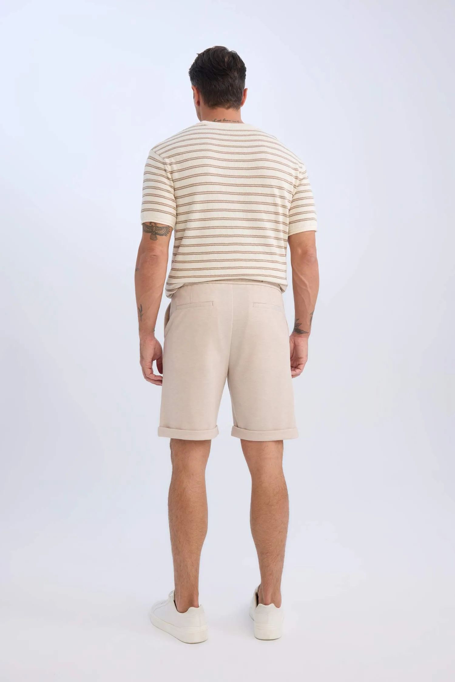 Waist Tie Pique Bermuda Shorts