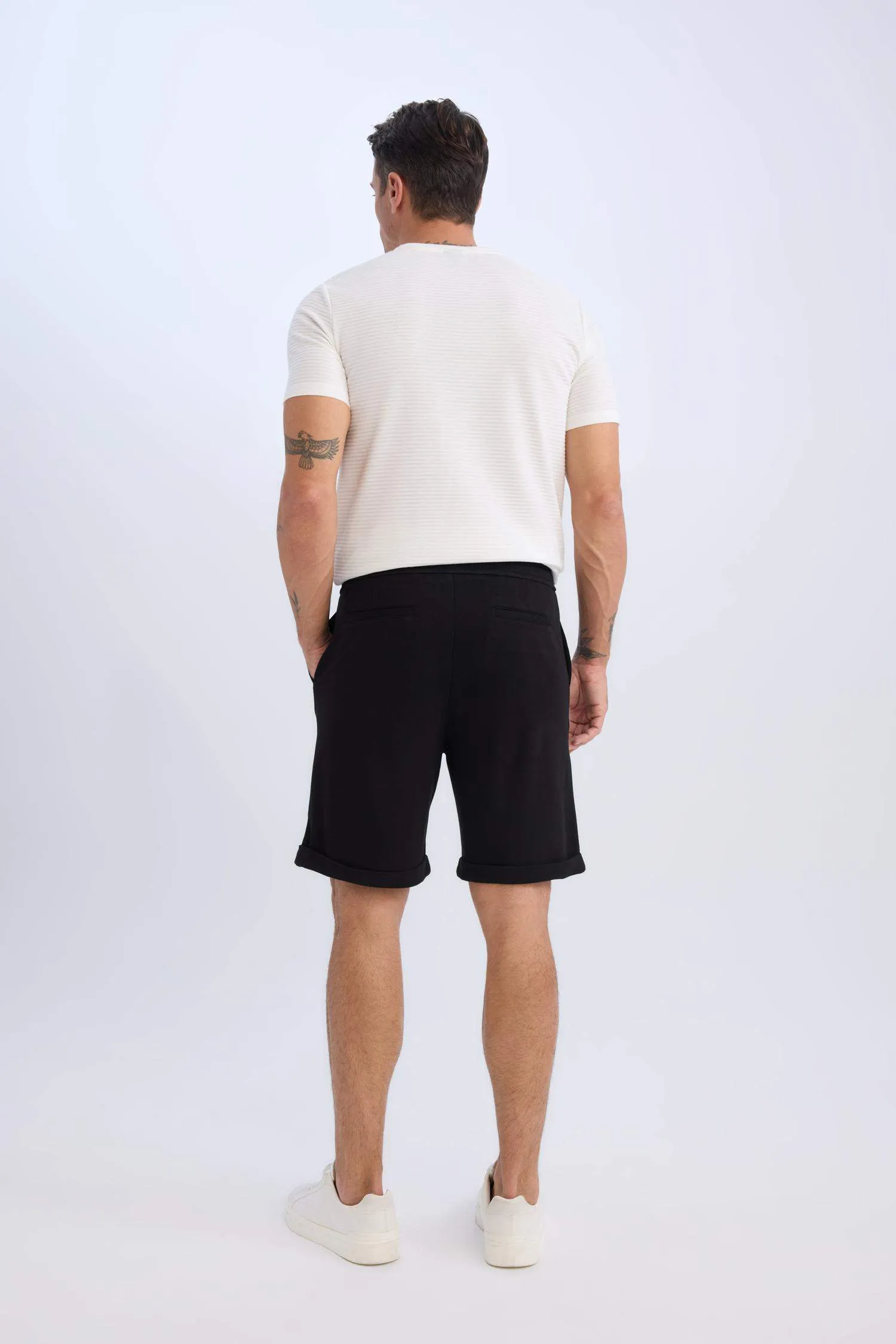Waist Tie Pique Bermuda Shorts