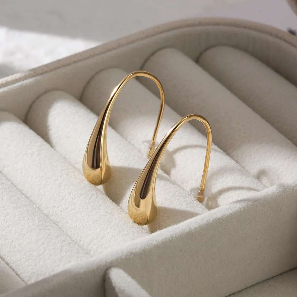 Water Drop Smooth Earrings-SCE362ST