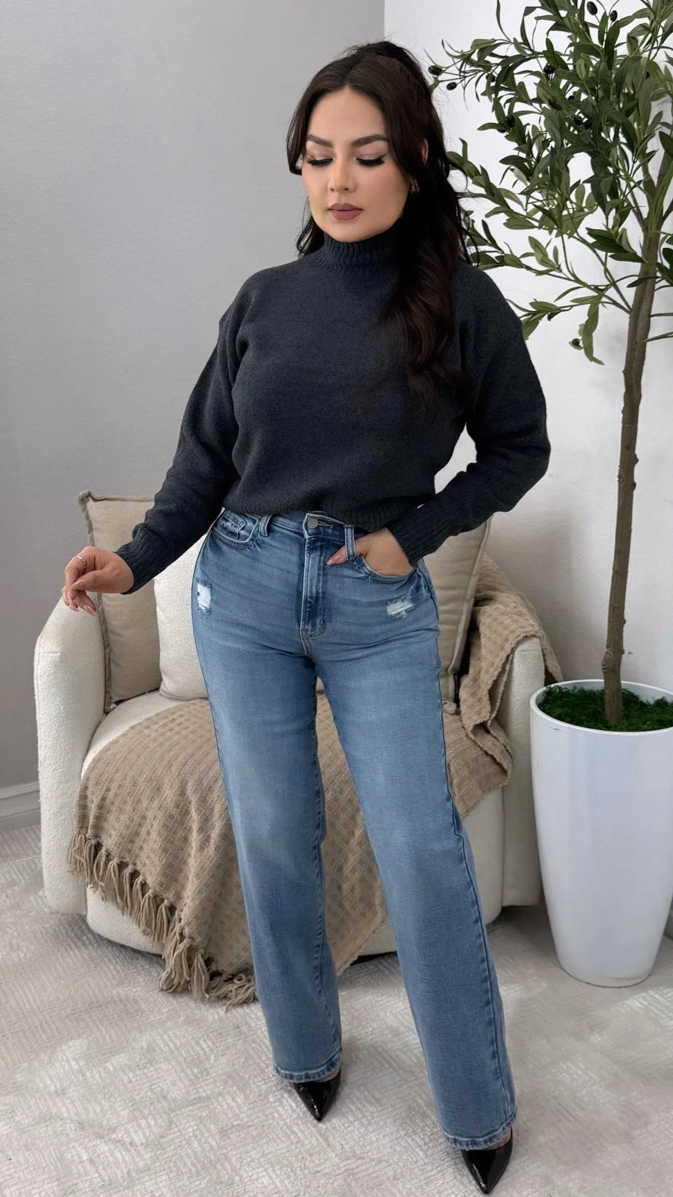 WV19195RS-MD SUPER HIGH RISE DAD JEANS