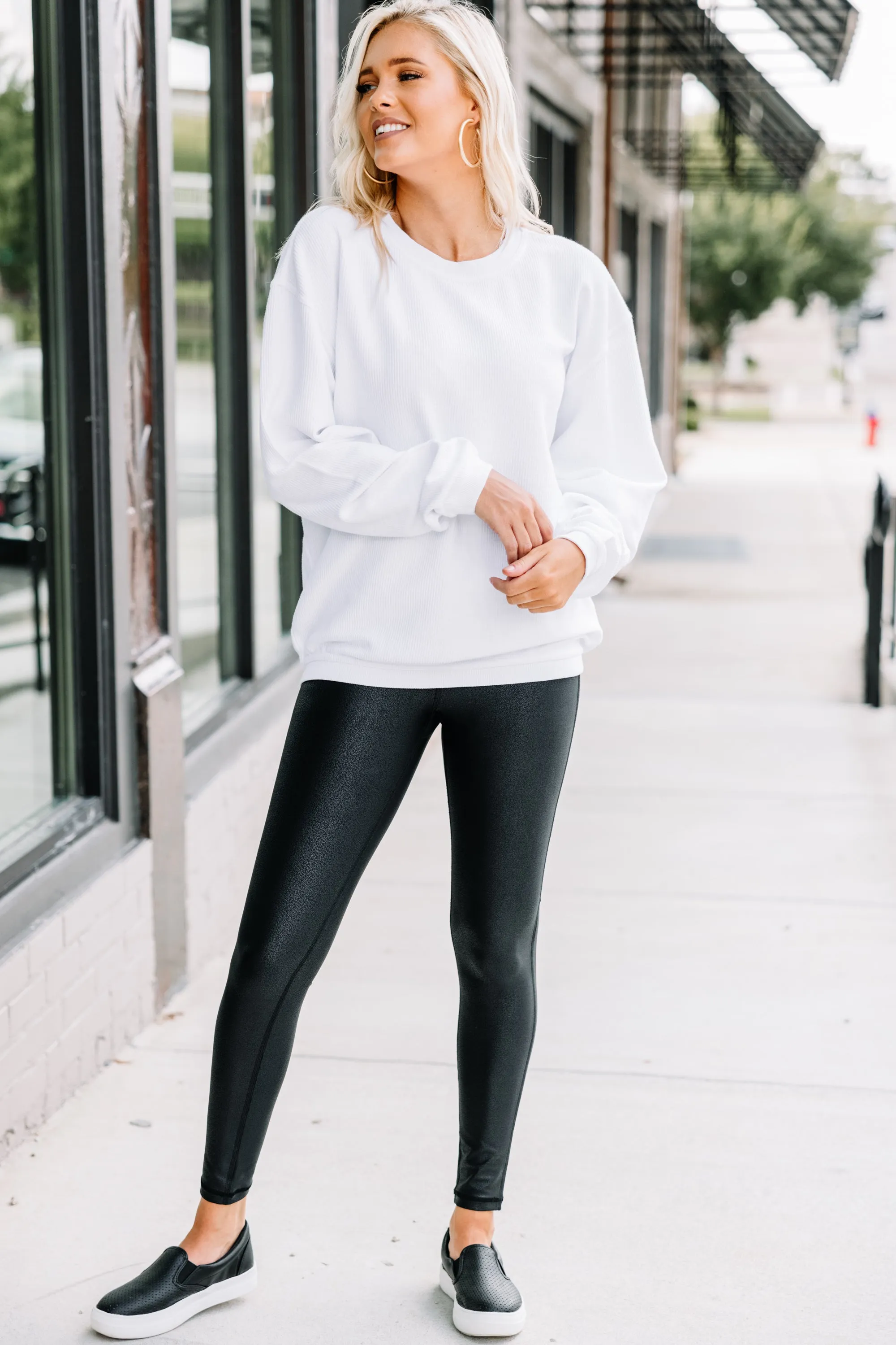 You're So Classic White Corded Sweatshirt