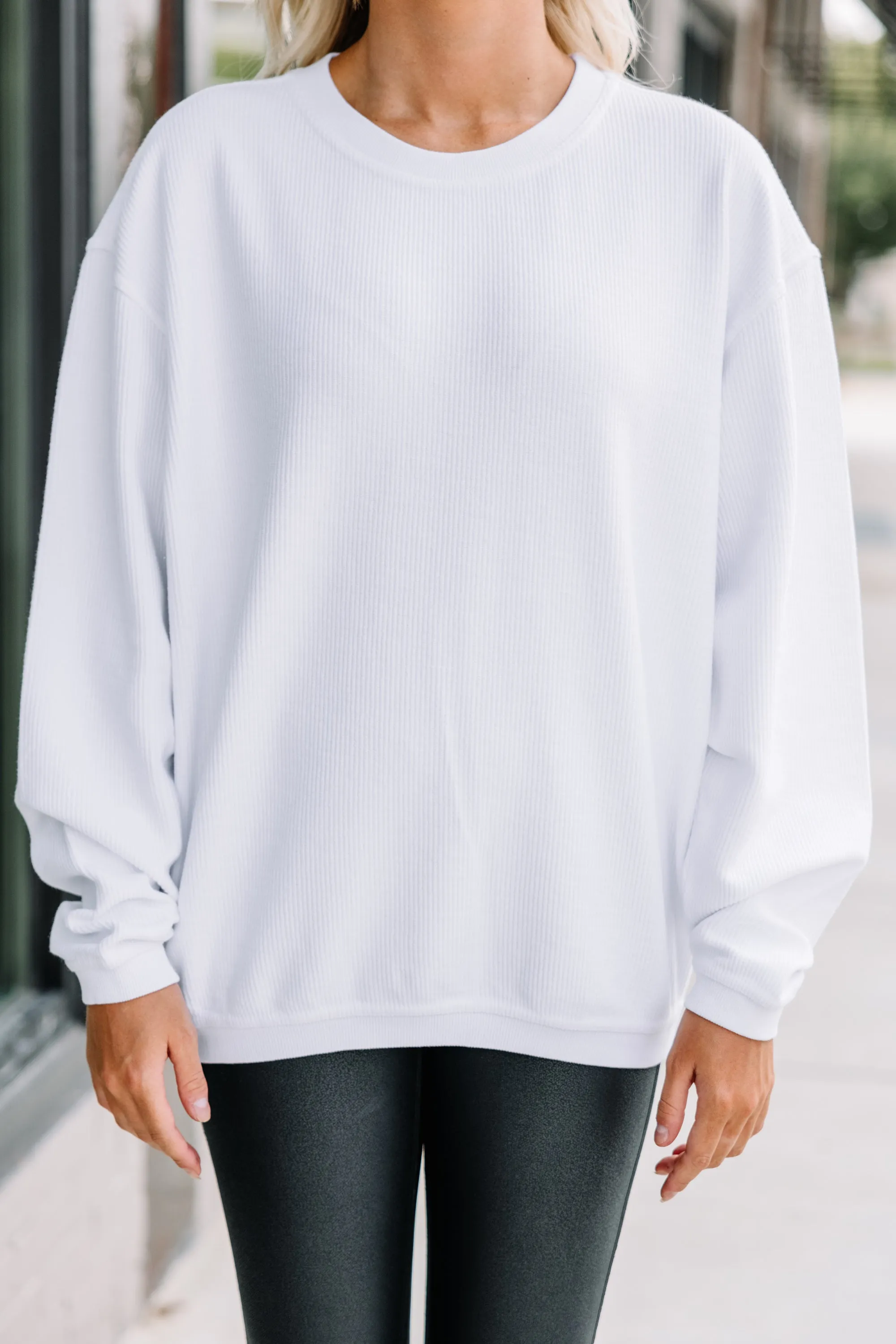 You're So Classic White Corded Sweatshirt